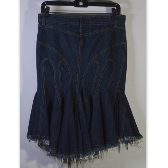 NWOT Alexander McQueen Deliverance Collection Denim Jeans Skirt Size 38 - Picture 2 of 6